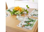 Abakuhaus Tovagliette Con La Lettera W, Fogliame Verde Ispirato Alla Natura Con Fiori Selvatici, Diverse Farfalle, Palette Vivaci, Tiscjdeco In Tessuto Resistente Al Lavaggio Per La Sala Da Pranzo E La Cucina, Multicolore