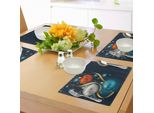 Tovagliette Natalizie Abakuhaus, Vivaci Palline Classiche Con Nastri E Motivi Astratti, Decorazioni Da Tavola In Tessuto Resistente Al Lavaggio Per La Sala Da Pranzo E La Cucina, Blu Petrolio, Grigio, Rosso