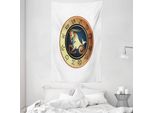 Abakuhaus Zodiacale Capricorno Arazzo E Copriletto, Diagramma In Morbido Tessuto Microfibra Lavabile Senza Scolorimento Stampa Digitale, 140 X 230 Cm, Blu Scuro Cannella