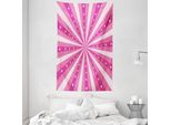 Abakuhaus Arazzo E Copriletto Retrò, Bursting Stripes Stelle In Morbido Tessuto Microfibra Lavabile Senza Scolorimento Stampa Digitale, 140 X 230 Cm, Rosa E Corallo
