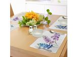 Tovagliette Abakuhaus Con Motivi Floreali, Rami Con Fiori Acquerellati In Tonalità Primaverili Lavanda E Bouquet Di Violette, Stampa Digitale Su Tessuto Lavabile, Decorazione Per La Tavola, Cucina, Multicolore