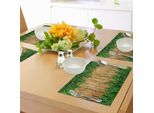 Abakuhaus Tovagliette Verdi E Marroni, Bambù Con Erba, Ispirazioni Asiatiche, Estate, Ecologia, Giapponese, Tiscjdeco In Tessuto Resistente Al Colore Per La Sala Da Pranzo E La Cucina, Marrone Sabbia, Verde Felce