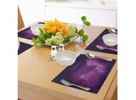 Tovagliette Abakuhaus Nebel, Immagine Cosmica Delle Stelle Nel Cielo Notturno Con Immagine Mistica Delle Nuvole, Tiscjdeco In Tessuto Resistente Al Lavaggio Per La Sala Da Pranzo E La Cucina, Magenta Indaco