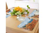 Tovagliette Abakuhaus Wald, Motivo Artistico Con Boschi, Montagne E Cieli Aperti, Decorazioni Da Tavolo In Tessuto Resistente Ai Colori Per La Sala Da Pranzo E La Cucina, Verde Militare, Azzurro, Arancione