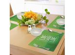 Abakuhaus Tovagliette "Vivi, Ridi, Ama"", Sfondo Poligonale Triangolare Con Cornice Rettangolare Motivazionale, Decorazione Da Tavola In Tessuto Resistente Al Lavaggio Per Sala Da Pranzo E Cucina, Verde Mela Bianco"