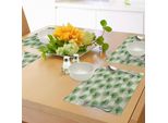 Tovagliette Abakuhaus, Foglia Tropicale Della Palma Livistona Rotundifolia, Fogliame Della Giungla Dell'isola, Tiscjdeco In Tessuto Resistente Al Colore Per La Sala Da Pranzo E La Cucina, Verde Chiaro Bianco Verde