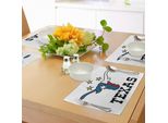 Tovagliette Abakuhaus Texas Stern, Disegno Scarabocchiato Di Una Testa Di Bufalo Con Corna, Bandiera Del Texas E Scritta Vintage A Tema Cowboy, Tovaglietta Decorativa In Tessuto Resistente Ai Colori Per La Sala Da Pranzo E La Cucina, Multicolore