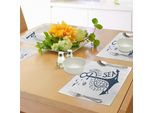 Abakuhaus Tovagliette Anker, Disegnate A Mano, Tutti Hanno Bisogno Di Vitamin Sea Quote Silhouette Di Pesci Monocromatica, Tiscjdeco In Tessuto Resistente Al Lavaggio Per La Sala Da Pranzo E La Cucina, Blu Scuro E Bianco