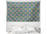 Abakuhaus Arazzo Marocchino, Stelle Esagonali In Morbido Tessuto Microfibra Lavabile Senza Scolorimento Stampa Digitale, 230 X 140 Cm, Verde Blu Nero