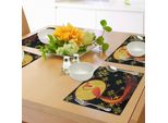Tovagliette Abakuhaus Con Uccelli, Mitica Fenice In Fiamme Che Risalta Sul Disegno Ornamentale Della Luna Piena, Tiscjdeco In Tessuto Resistente Al Lavaggio Per La Sala Da Pranzo E La Cucina, Rosso Cinabro, Giallo E Nero