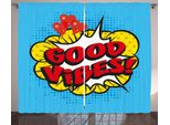 Abakuhaus Good Vibes Tenda Rustica, Bolla Di Dialogo Pop, Tende Universali Per Soggiorno Con Passanti E Ganci, 280 X 175 Cm, Blu Giallo Vermiglio