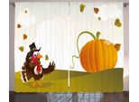 Abakuhaus Tenda Rustica Con Tacchini, Tema Happy Pilgrim, Tende Universali Per Soggiorno Con Passanti E Ganci, 280 X 175 Cm, Multicolore