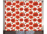 Abakuhaus Tenda Rustica Con Motivo A Papaveri, Floral Blossom Spring, Tende Universali Per Soggiorno Con Passanti E Ganci, 280 X 175 Cm, Arancione Verde Bianco