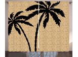 Abakuhaus Tenda Tropicale Rustica, Sagome Di Palme, Tende Universali Per Soggiorno Con Passanti E Ganci, 280 X 175 Cm, Marrone Chiaro E Nero