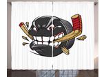 Abakuhaus Hockey Su Ghiaccio Tenda Rustica, Cartoon Puck Bites-Stick, Soggiorno Tenda Universale Con Passanti E Ganci, 280 X 175 Cm, Multicolore