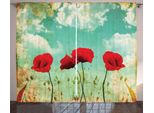 Abakuhaus Poppies Tenda Rustica, Flowers Spring Season, Tende Universali Per Soggiorno Con Passanti E Ganci, 280 X 175 Cm, Rosso Cinabro Azzurro