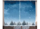 Abakuhaus Tenda Rustica Invernale, Natale Alberi Blu Della Foresta, Soggiorno Tenda Universale Con Passanti E Ganci, 280 X 175 Cm, Blu Bianco