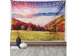 Abakuhaus Arazzo Colorato, Autumn Morning Mountain, Soggiorno Camera Da Letto Casa Arazzo In Raso Setoso, 200 X 150 Cm, Multicolore