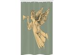 Abakuhaus Natale Tenda Da Doccia Stretta, Arte Angelo Volante, Set Decorativo Per Bagno In Tessuto Con Ganci, 120 X 180 Cm, Giallo