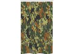 Abakuhaus Tenda Da Doccia Stretta Mimetica, Motivo Classico Tedesco, Set Decorativo Per Bagno In Tessuto Con Ganci, 120 X 180 Cm, Verde Marrone Verde Scuro