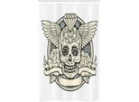 Abakuhaus Tenda Da Doccia Stretta Con Teschi Di Zucchero, Calavera Diamant, Set Decorativo Per Bagno In Tessuto Con Ganci, 120 X 180 Cm, Crema Grigio Nero