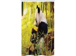 Abakuhaus Tenda Da Doccia Stretta Con Animali, Panda Seduti Nella Foresta, Set Decorativo Per Bagno In Tessuto Con Ganci, 120 X 180 Cm, Verde Nero