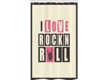 Abakuhaus Musica Rock Tenda Da Doccia Stretta, Slogan Retrò Grunge, Set Decorativo Per Bagno In Tessuto Con Ganci, 120 X 180 Cm, Grigio Antracite Beige Rosa