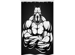 Abakuhaus Pitbull Tenda Da Doccia Stretta, Bodybuilder Animal, Set Decorativo Per Bagno In Tessuto Con Ganci, 120 X 180 Cm, Bianco Coke Grigio