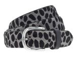 Vanzetti Pelle Cintura Animal Scouting 30Mm Cambered Cow Fur Leather Belt W75 Leo Gray Grigio Multicolore