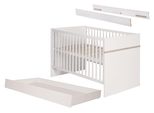 Set Roba Con Letto "Moritz"" 70X140 Cm, Rete A Doghe, Sponde Laterali E Contenitore, Bianco/Luna Elm"