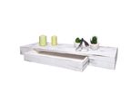 Mensola A Muro HWC-H37, Mensola A Muro Mensola Sospesa, Cassetto In Legno Massiccio 8X80X25Cm ~ Bianco, Shabby