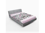 Abakuhaus Lenzuolo Con Angoli Nero E Rosa, Curly Romantici Fiori In Colore Rosato, Motivo, 120 X 190 Cm, Rosa E Grigio Scuro