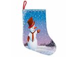Abakuhaus Pupazzo Di Neve Stivali Di Babbo Natale Da Appendere Calze Di Natale, Felice Nevicata Cartoon, Calza Di Natale Da Appendere, 25X35 Cm, Multicolore