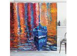 Abakuhaus Tenda Da Doccia Land, Dark Sea Fischerboot, Con Set Di 12 Anelli Impermeabile Elegante Moderna Colori Resistenti E Antimuffa, 175 X 220 Cm, Multi