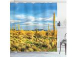 Abakuhaus Tenda Da Doccia Floreale, West Cactus Spikes, Impermeabile, Inclusi 12 Anelli, Resistente A Batteri E Muffe, 175 X 240 Cm, Verde Blu Giallo