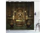 Abakuhaus Tenda Da Doccia Gotica, Candele Da Altare Pentagramma, Impermeabile, Incl. 12 Anelli, Resistente A Batteri E Muffe, 175 X 240 Cm, Marrone