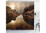 Abakuhaus Tenda Da Doccia Naturale, Sunrise Rocks Lago Glaciale, Acqua Opaca Incl. 12 Anelli Resistente A Batteri E Muffe, 175 X 240 Cm, Multicolore