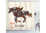 Abakuhaus Tenda Da Doccia Unicorno, Floral Boho Vendemmia, Impermeabile, Incl. 12 Anelli, Resistente A Batteri E Muffe, 175 X 240 Cm, Multicolore