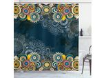 Abakuhaus Tenda Da Doccia Psichedelica, Mandala Paisley, Resistente A Sapone, Batteri, Muffa E Acqua, Incl. 12 Ganci E Colori Resistenti, 175 X 180 Cm, Blu Giallo