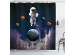 Abakuhaus Tenda Da Doccia Nebel, Pianeti Astronauti Spazio, Acqua Opaca Incl. 12 Anelli Resistente A Batteri E Muffe, 175 X 240 Cm, Multicolore