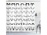 Abakuhaus Tenda Da Doccia In Corno Di Antilope Bufalo, Resistente All'acqua, Ai Batteri E Alle Muffe, Incl. 12 Ganci E Colori Resistenti, 175 X 180 Cm, Bianco E Nero
