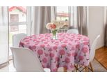 Abakuhaus Tovaglia Rotonda Per San Valentino, Alberi Con Cuori, Tovaglia Circolare Per Decorare La Sala Da Pranzo E La Cucina, 150 Cm, Rosa E Rosa Pastello