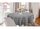 Abakuhaus Tovaglia Rotonda Tribale, Triangoli Zentangle, Tovaglia Circolare Per Sala Da Pranzo, Decorazione Cucina, 150 Cm, Grigio Antracite E Bianco