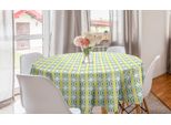 Abakuhaus Tovaglia Geometrica Rotonda, Ottagoni E Quadrati Artistici, Tovaglia Circolare Per Sala Da Pranzo, Decorazione Cucina, 150 Cm, Giallo E Verde Chiaro