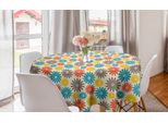 Abakuhaus Tovaglia Rotonda Con Motivi Floreali, Vista Colorata Dall'alto Con Margherite, Tovaglia Circolare Per Sala Da Pranzo, Decorazione Per Cucina, 150 Cm, Multicolore