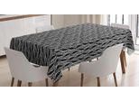 Abakuhaus Tovaglia A Foglie, A Righe Surreali Monocromatiche, Impermeabile, Lavabile Con Colori Chiari E Visibili, Non Sbiadisce, Personalizzata, 140 X 240 Cm, Grigio Antracite E Bianco