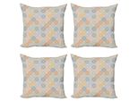 Abakuhaus Set Di Federe Astratte (4 Pezzi), Forme Romboidali, Stampa Digitale Moderna Su Entrambi I Lati, 45 Cm X 45 Cm, Multicolore