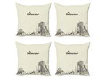 Abakuhaus Russia Set Di Federe (4 Pezzi), Stile Sketch Mosca, Stampa Digitale Moderna Su Entrambi I Lati, 50 Cm X 50 Cm, Beige Scuro Taupe