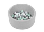 Piscina Per Bambini Selonis Con Palline 70X30Cm/150 Palline Rotonde, Grigio Chiaro: Bianco/Grigio/Blu