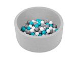Piscina Per Bambini Selonis Con Palline 70X30Cm/150 Palline Rotonde, Grigio Chiaro: Grigio/Bianco/Turchese
